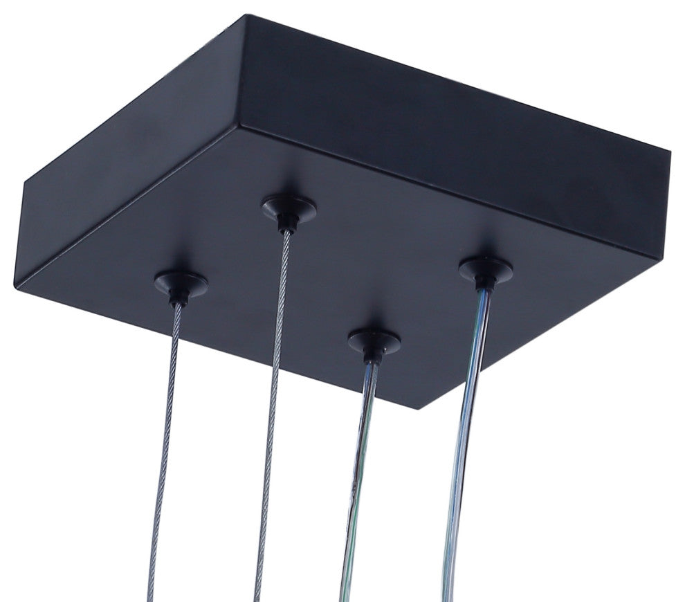 2-Light Rectangle LED Pendant Light Chandelier, Black