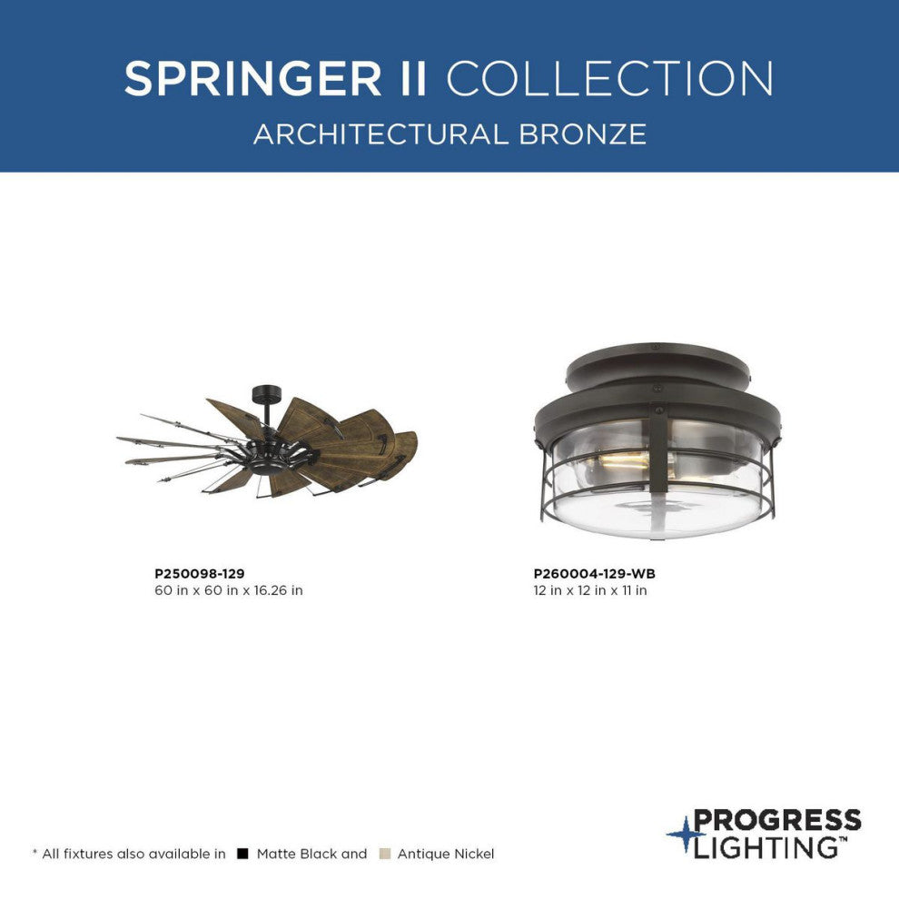 Springer II Collection Antique Nickel Rustic Light Kit for Ceiling Fan, Architectural Bronze