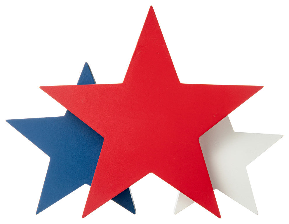 11" Wooden Patriotic Stars Table Decor