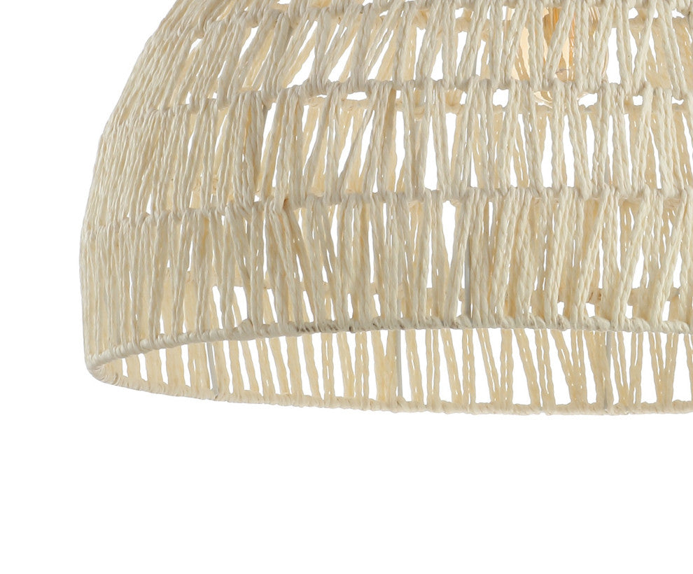 Campana 1-Light Bohemian Modern Woven Rattan/Iron LED Pendant, Cream