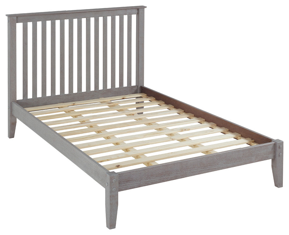 Mission Style Platform Bed, Weathered Gray, Full