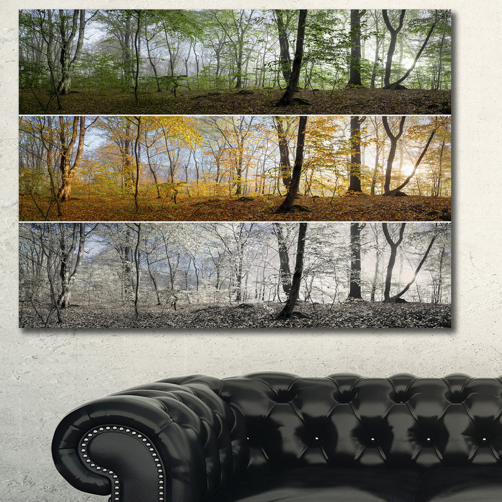 Three Seasons Forest Panorama, Landscape Canvas Art Print, 40"x30"