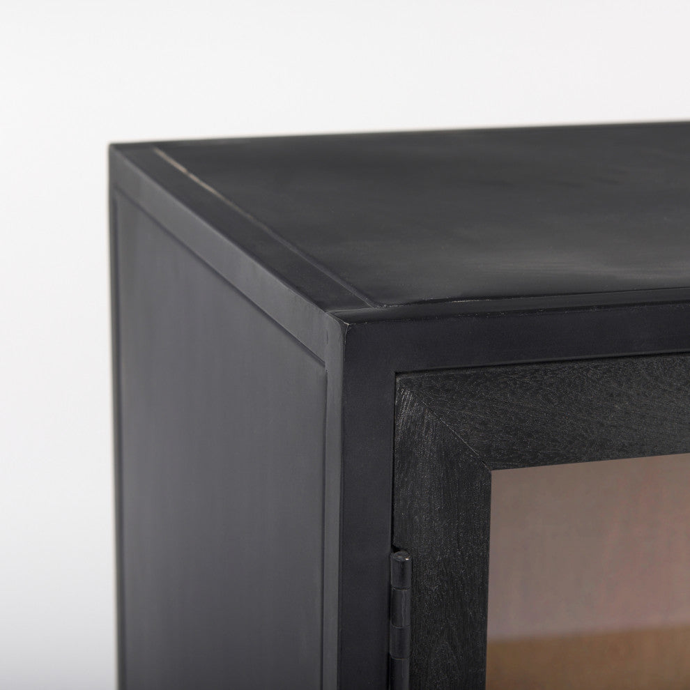 Sloan Dark Wood WithBlack Metal Frame Accent Cabinet
