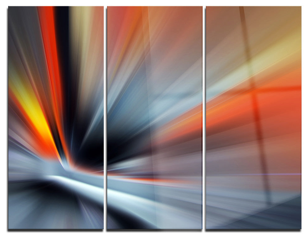 "Rays of Speed Large Lines" Digital Metal Wall Art, 3 Panels, 36"x28"
