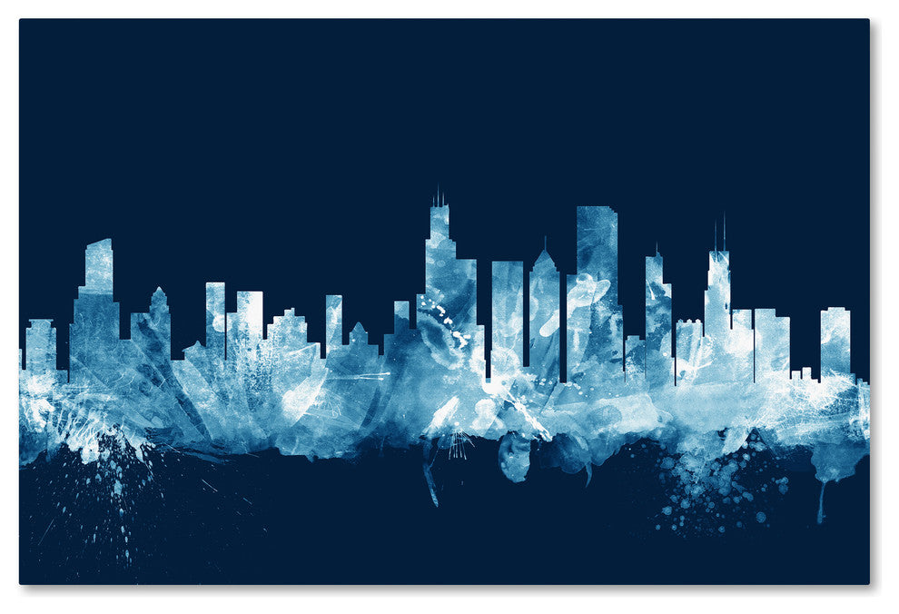 Michael Tompsett ''Chicago Illinois Skyline Navy'' Canvas Art, 12x19