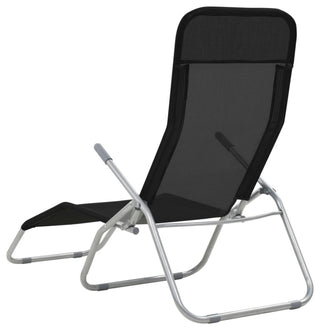 vidaXL Folding Sun Loungers 2-Piece Textilene Black
