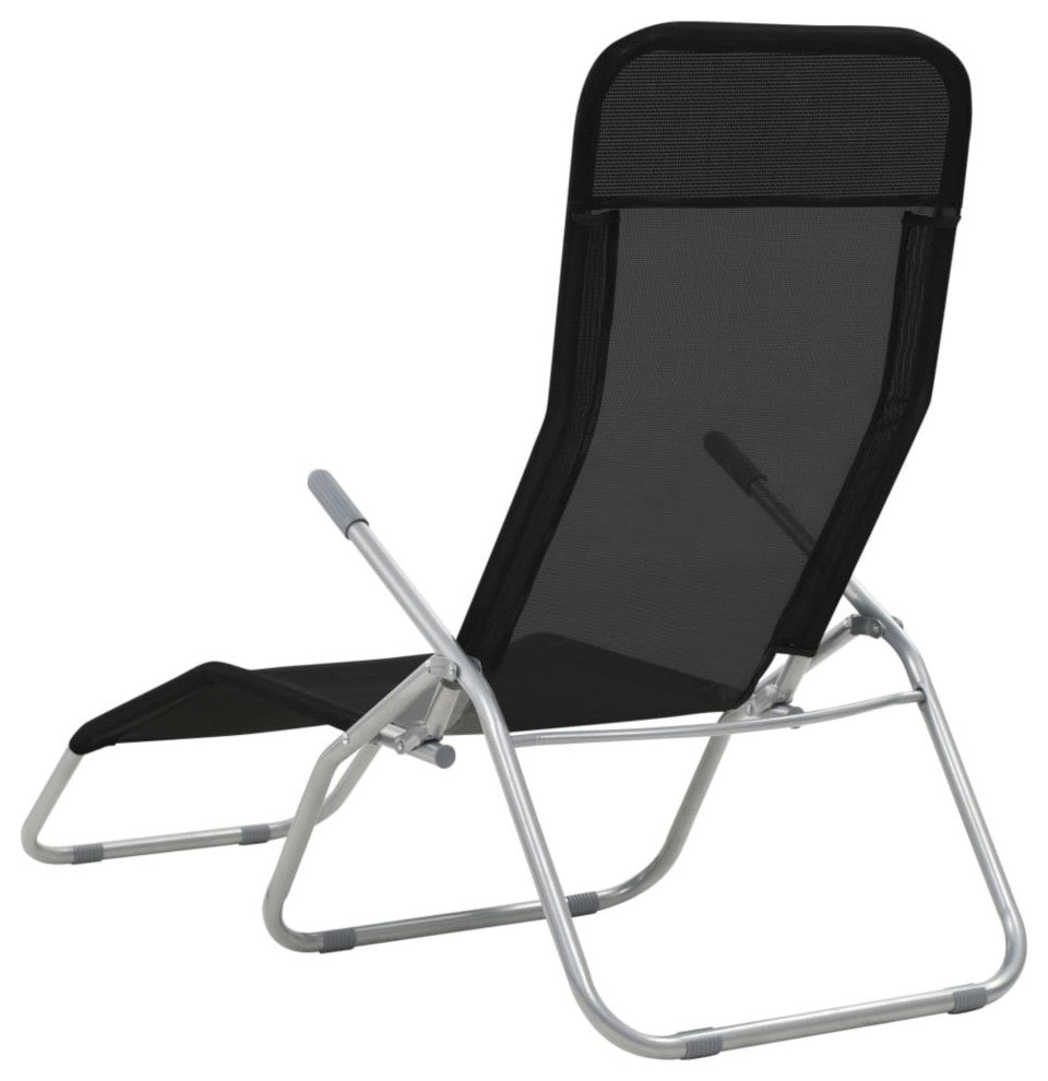 vidaXL Folding Sun Loungers 2-Piece Textilene Black