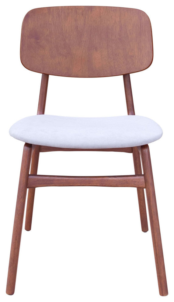 Dining Chair, Set of 2, Fabric, Wood, Gray, Walnut, Bar Kitchen Pub Bistro