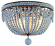 Kesarre Boho Wood Bead 3-Light Dome Shaped Flush Mount Ceiling Light, Blue