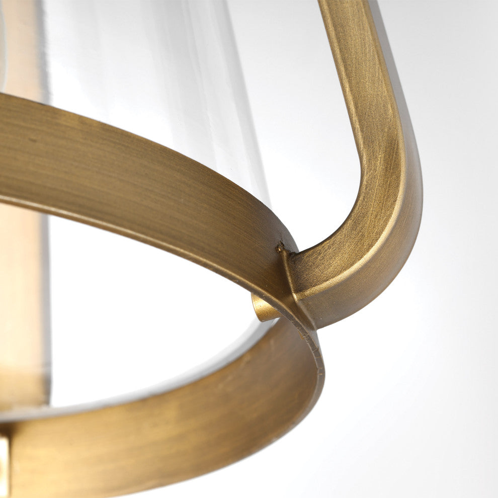 Everett 1-Light Large Wall Sconce, Natural Brass With Clear Glass