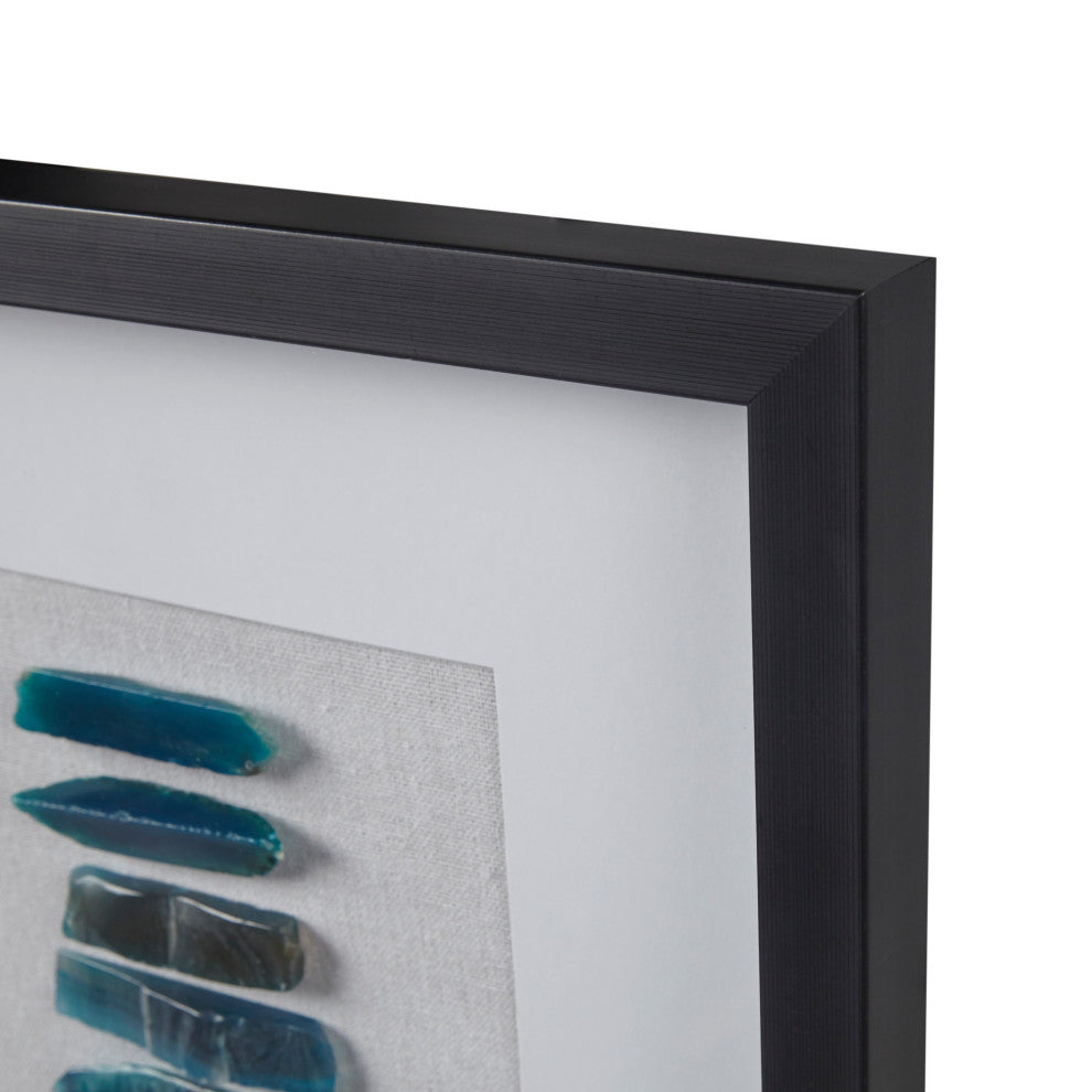 INK+IVY Cerulean Stones Framed Blue Agate Shadowbox Wall Decor Panel