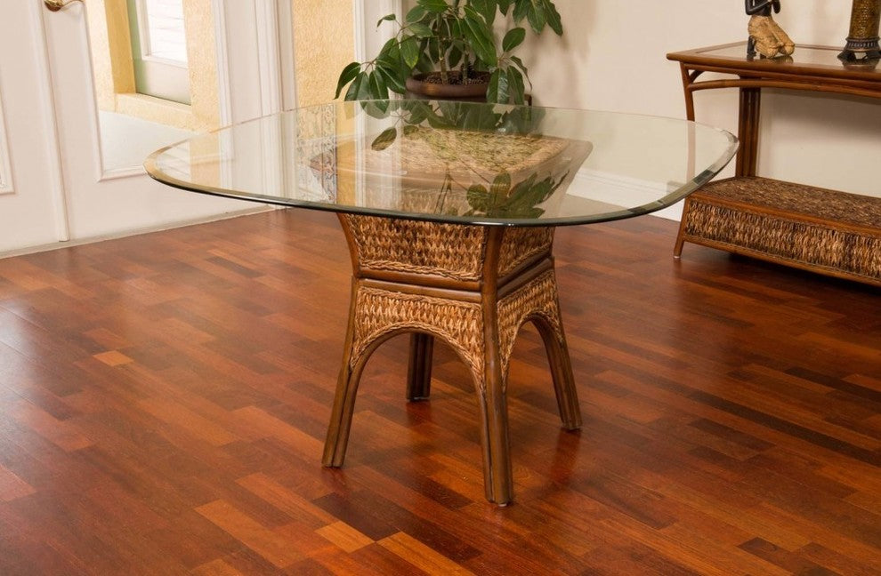48" Panama Table Base, Sienna Finish, Tempered Bevel Edge Glass