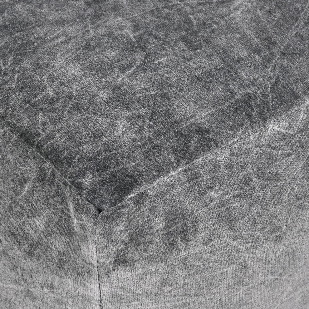 Heirloom 18" Velvet Fabric Floor Cushion Pouf, Stone Grey