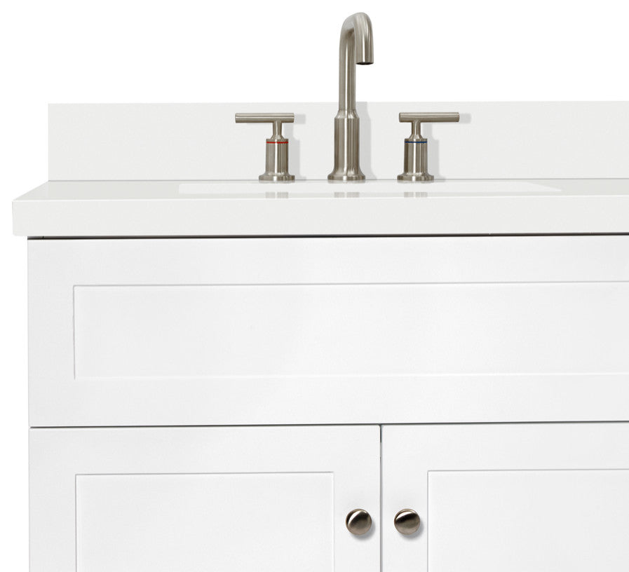 ARIEL Hamlet 73" Double Rectangle Sink Bath Vanity in White With Quartz Top