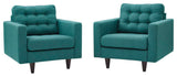 Teal Empress Armchair Upholstered Fabric Set of 2