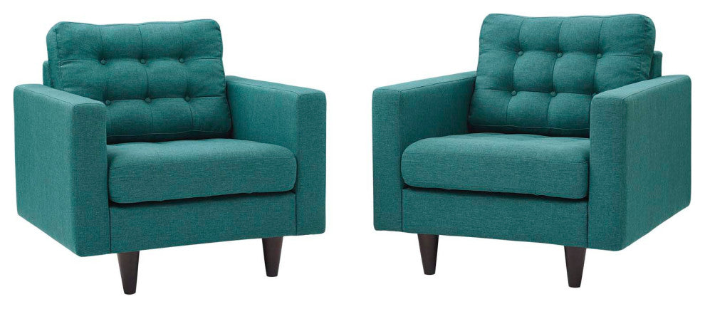 Teal Empress Armchair Upholstered Fabric Set of 2