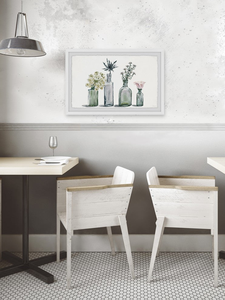 "Four Bottle Blooms" Framed Painting Print, 36"x24"