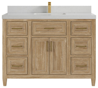Santa Monica 48 Single Sink Bath Vanity in Whitewashed Teak 2" Carrara Quartz