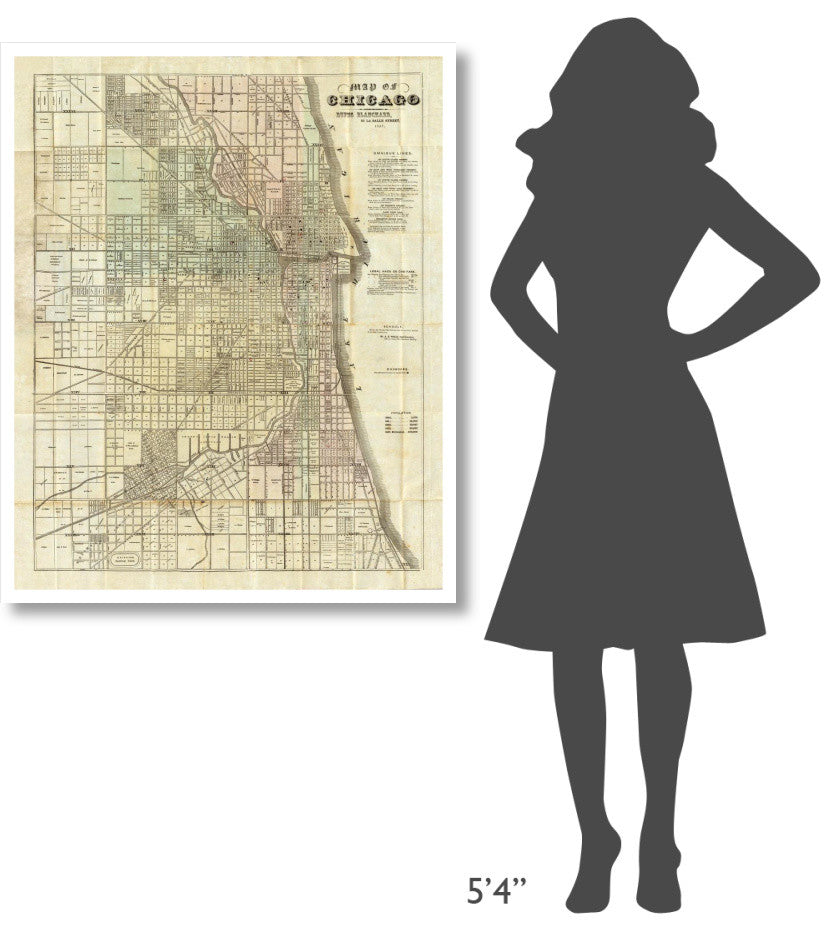 "Map of Chicago, 1857" Digital Paper Print by Rufus Blanchard, 34"x42"