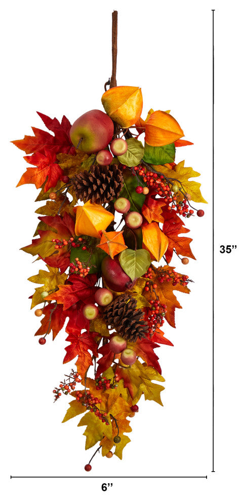 35" Autumn Maple Leaf and Berries Fall Teardrop