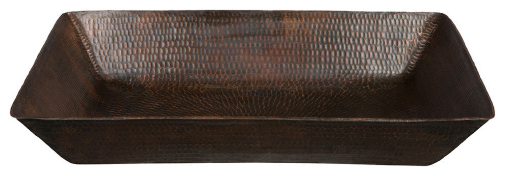 20" Rectangle Vessel Hammered Copper Bathroom Sink