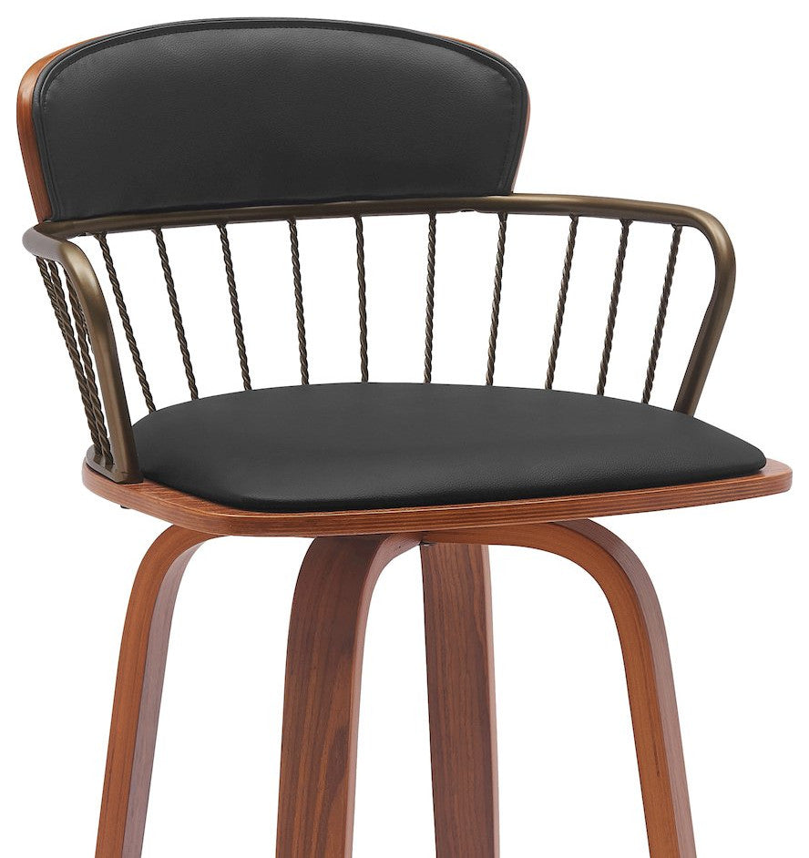 Willow Upholstered Wood Swivel Bar or Counter Stool