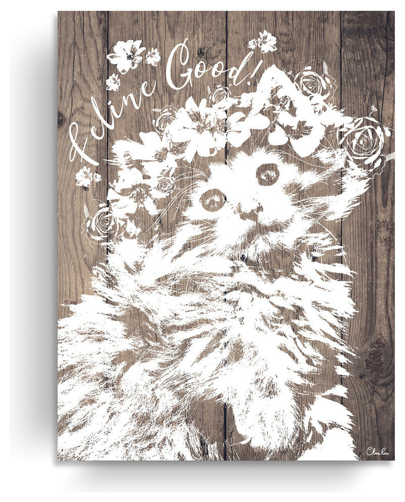 Ready2HangArt ''Feline Good'' Wrapped Canvas Cat Wall Art, 30"x20"