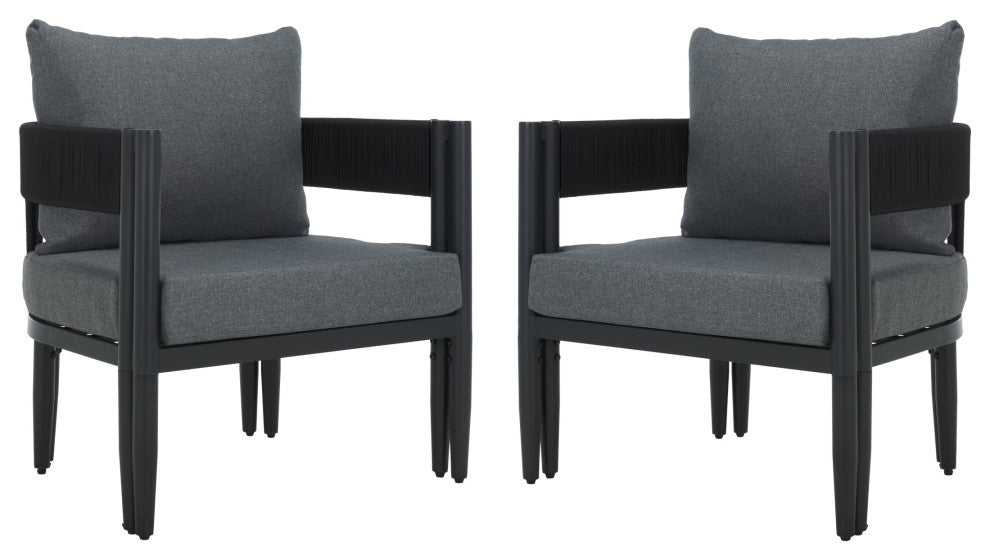 Safavieh Viola Indoor-Outdoor Chair, Set of 2, Black/Grey