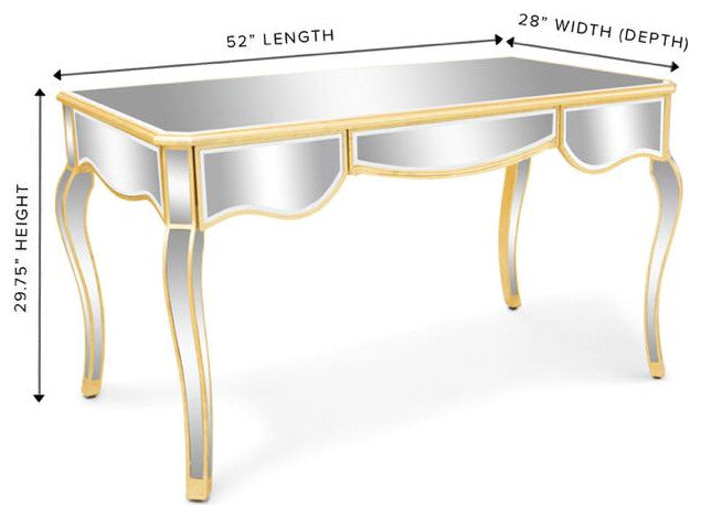 Kendall Mirrored Vanity Table, Gold