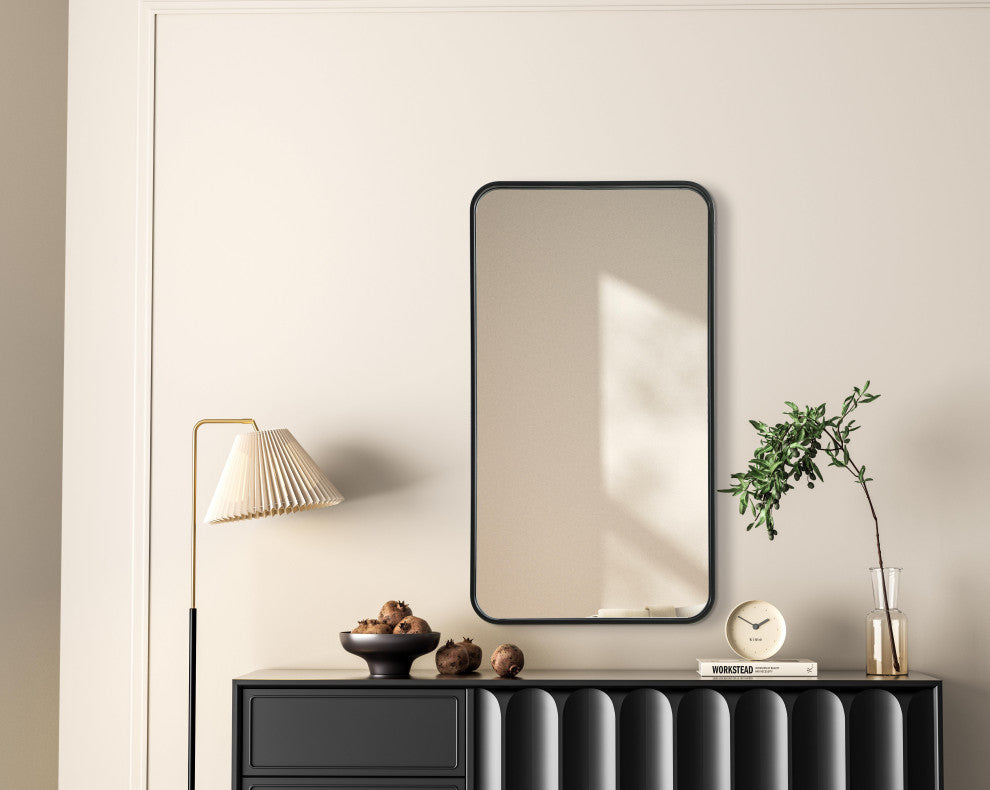 Home Living Contour Metal Rectangle Mirror 20x36, Black