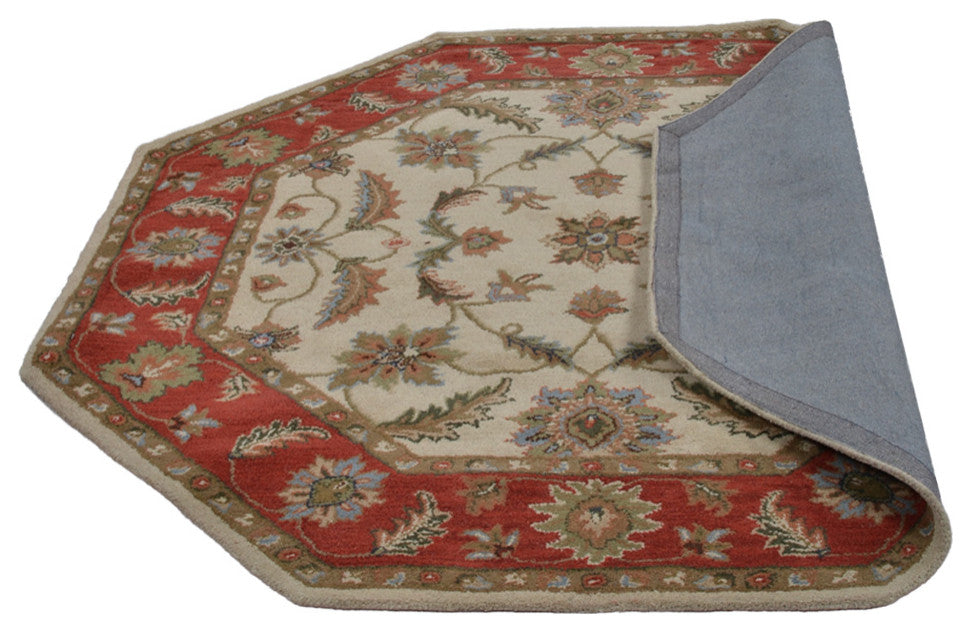 HAND TUFTED WOOL ECO-FRIENDLY AREA RUGS - Beige&Red Color, Oriental Design