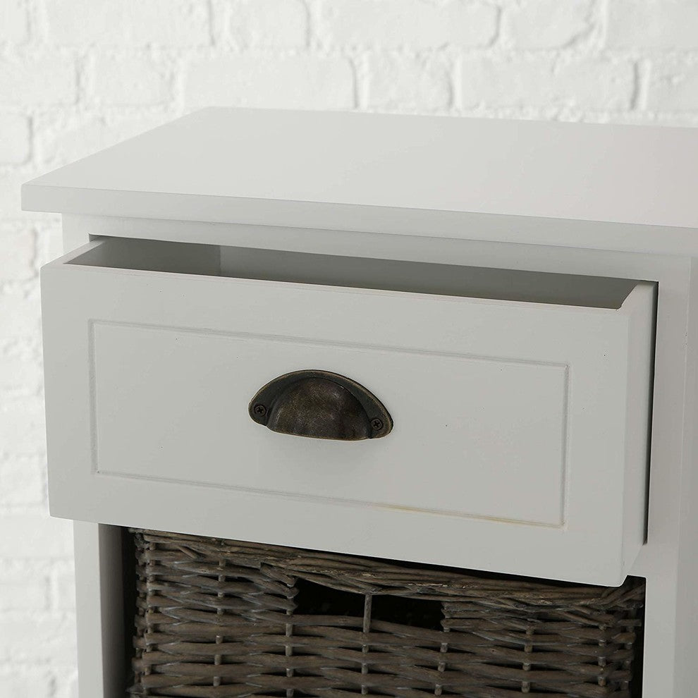Hamptons Accent Nightstand Inset With 3 Baskets