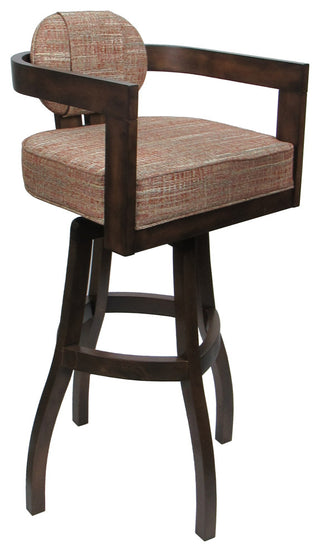 Swivel Wood Bar Stool Kadir Plus on S-Base, Watusi Madder - Dark Walnut, 34"