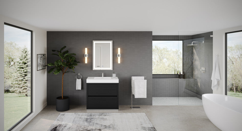 Boutique Bath Vanity, Black, 36", Single Sink, Freestanding