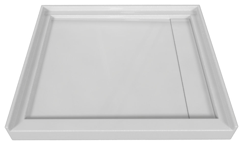 Valley Acrylic Single Threshold Acrylic Linear End Drain Shower Base 48", White,