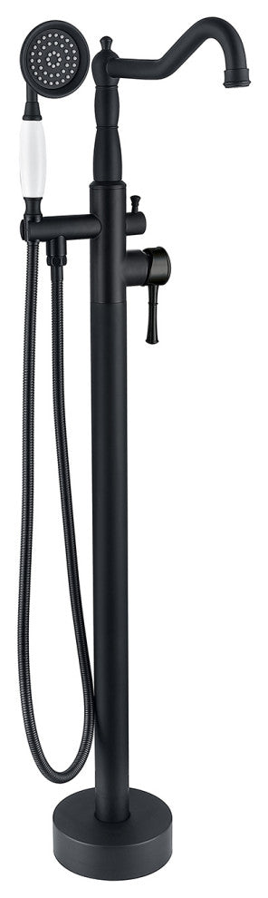 Single Handle Classical Freestanding Bathtub Faucet with Hand Shower Hand, Matte Black