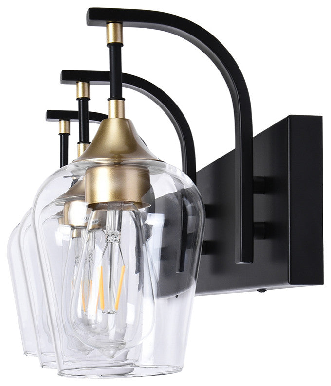 Mid-Century Modern 3-Light Glass Shaded Vanity Light