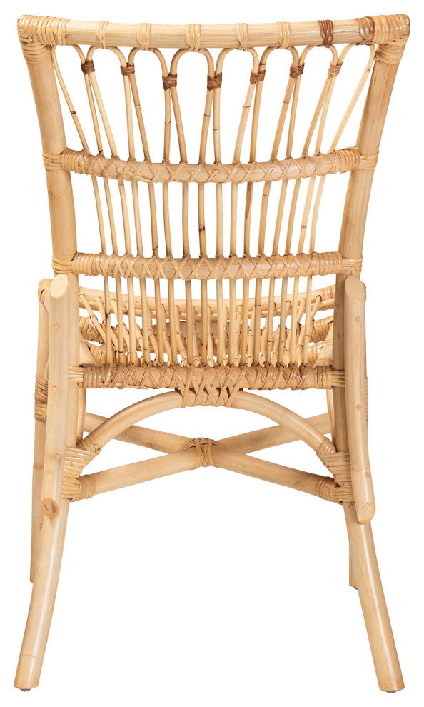 Martine Modern Rattan Dining Chair, Natural Brown