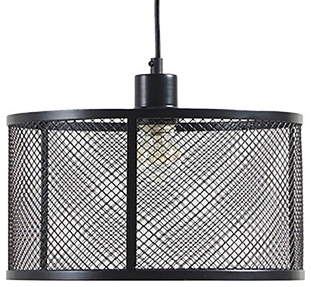 INK+IVY Jaxson Industrial Black Metal Caged Single Light Pendent