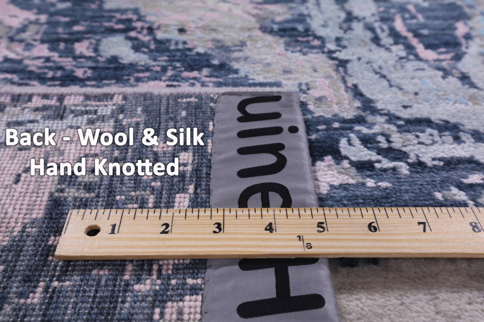 6' 0" X 9' 1" Abstract Handmade Wool and Silk Rug Q8719