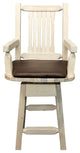 Homestead Swivel Captain''s Barstool, Saddle Upholstery, Clear Lacquer Finish