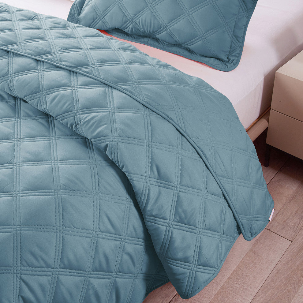 Charleston Down Alternative Bed Spread Set, Smoke Blue, Twin