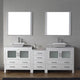 Dior 78" Double Bathroom Vanity, White With Marblewith Brushed Nickel Faucets