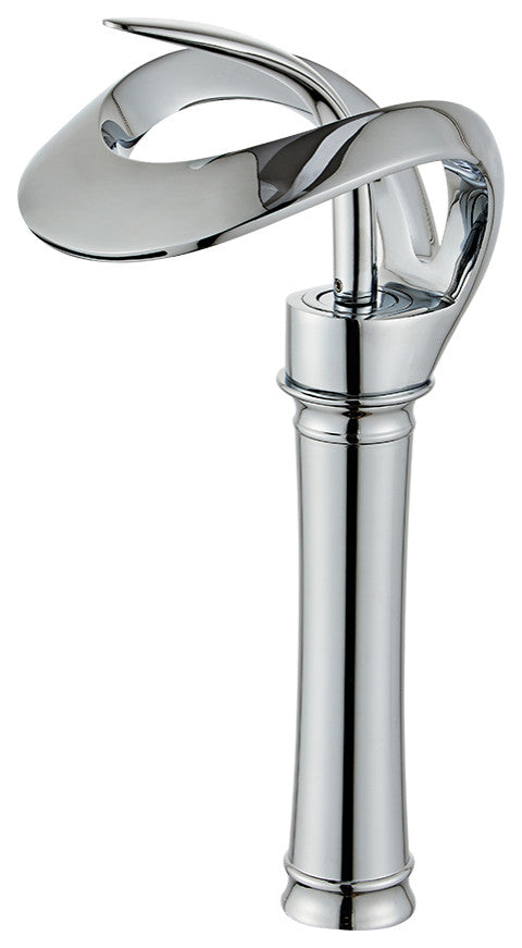 Elegant Waterfall Bathroom Faucet, Single Handle, Solid Brass, Chrome, Long