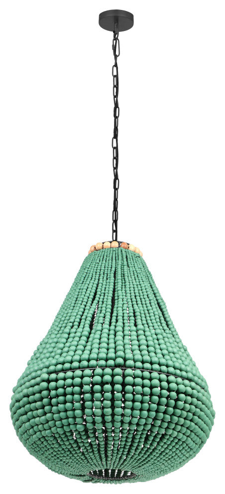 Palani Green Wooden Bead Chandelier
