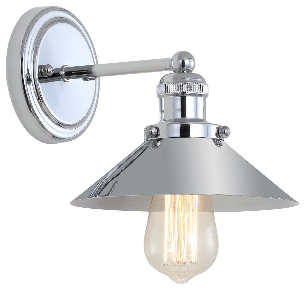 June Metal Shade Sconce, Chrome, 1-Light