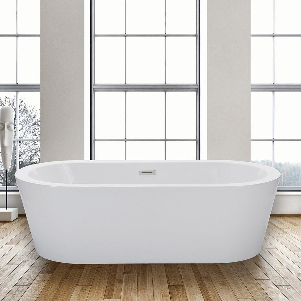 Contemporary Freestanding Bathtub, 67"