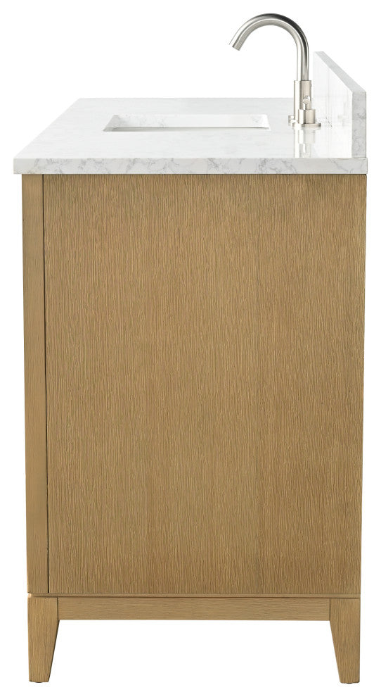 Vanity Art Bathroom Vanity With Sink, Natural Oak, 60" Single