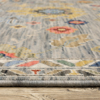 Leoness Vintage Traditional Gray/ Multi Area Rug, 6'7" x 9'6"