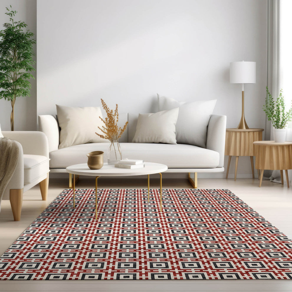 Indoor/Outdoor Marlo MO1 Red Machine Washable 9' x 12' Rug
